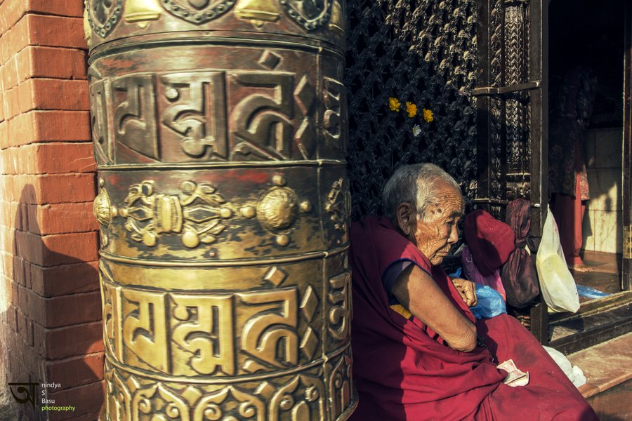 Prayer Wheel Boudhanath Stupa Kathmandu 