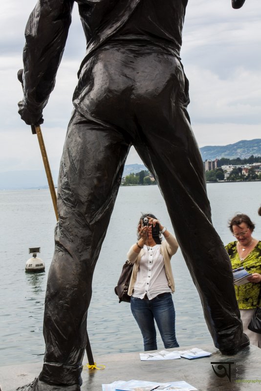 Tourists clicking picture of iconic Freddie Mercury statue in Montreux