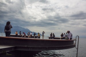 Lake Geneve Montreux with tourists