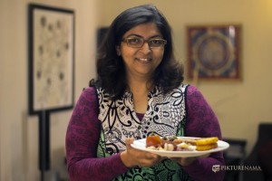 Madhushree is all happy holding the All day breakfast by Flurys Kolkata