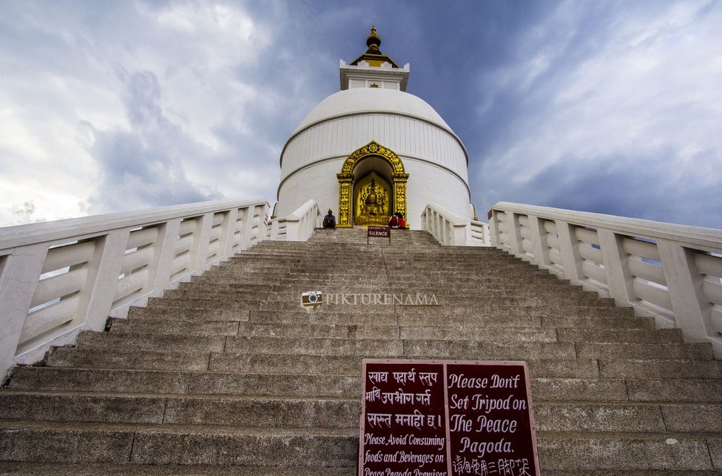 World peace pagoda Pokhara – 1100 metres, 200 stairs with a 2 year old