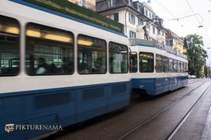 A tram in Zurich , Switzerland