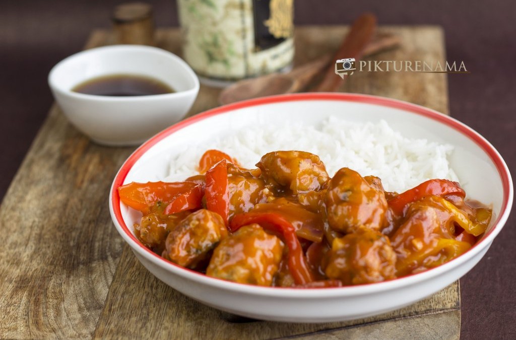 chicken nuggets in sweet and sour sauce by pikturenama as main course