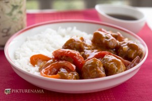 chicken nuggets in sweet and sour sauce by pikturenama ready to serve