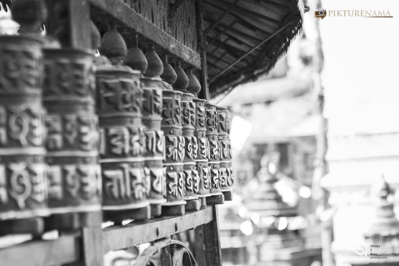 Swayambhu prayer wheels in 2014