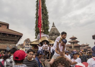 On the move at Rato Machhendranath festival in Kathmandu Nepal . Pictures by pikturenama