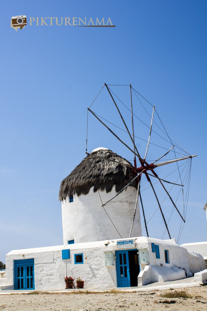 Kato Myloi - The windmills of Mykonos Greece by pikturenama in morning 