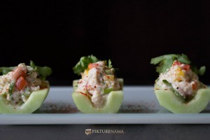 Cold crab salad in cucumber boats is ready to eat by pikturenama
