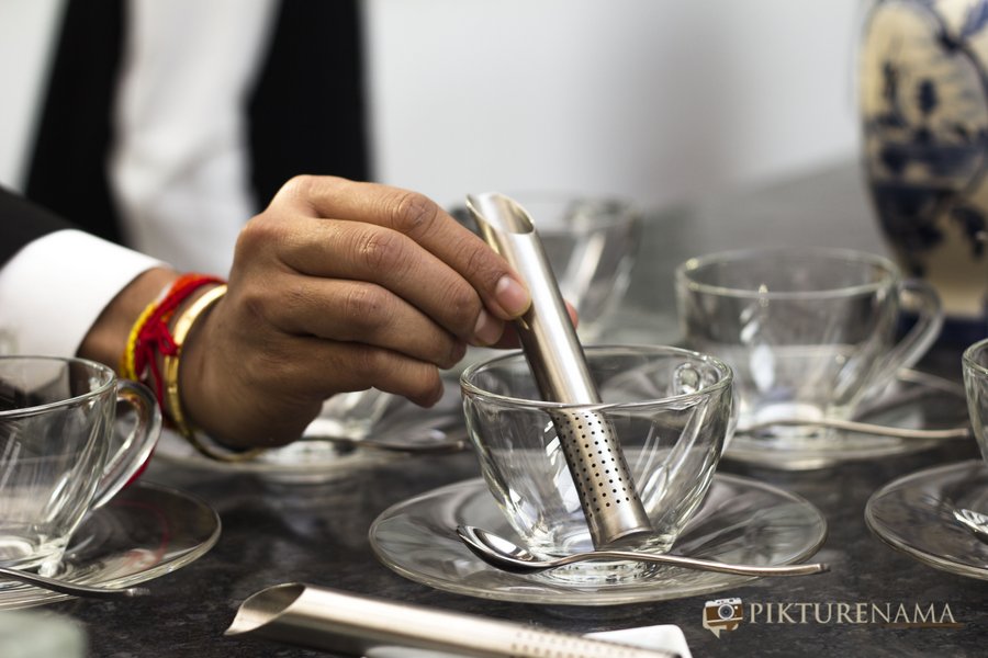 The Lalit Great Eastern Kolkata Tea Lounge infuser placed inside the cup