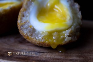 The runny yolk of Dimer Devil or Scotch eggs Desi style by pikturenama