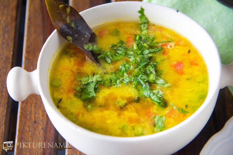 Sobji Diye bhaja Muger dal recipe (Bengali style Moong dal with vegetables)