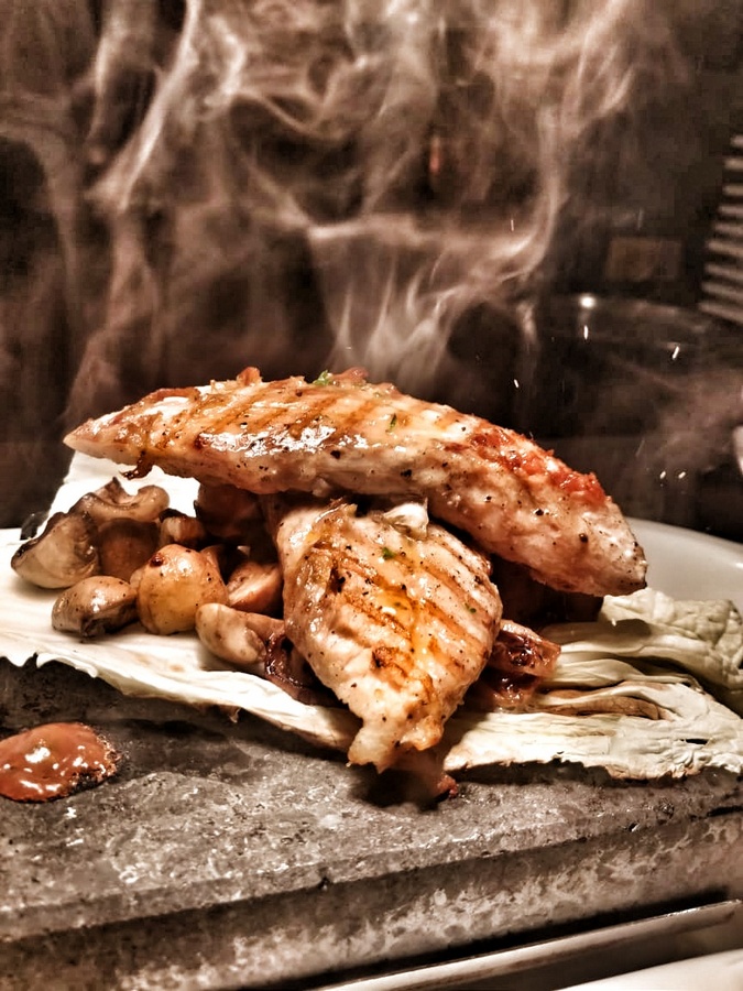 Grill by the poolside at Taj Bengal - grilled beckti
