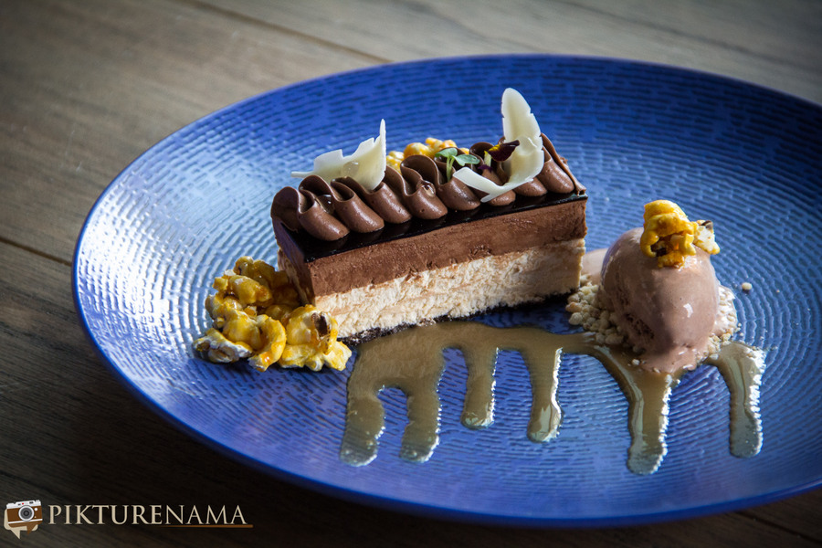 Afraa restaurant and lounge chcoclate and caramel entremet