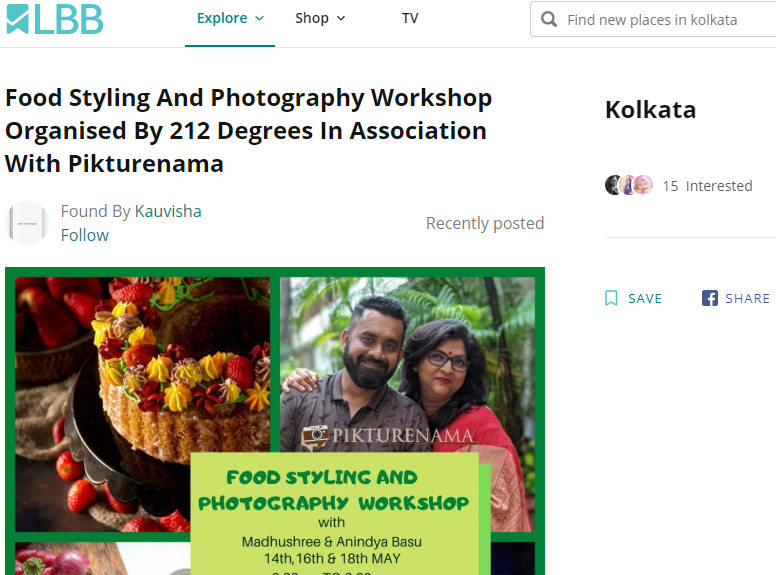 LBB Food photography and styling workshop