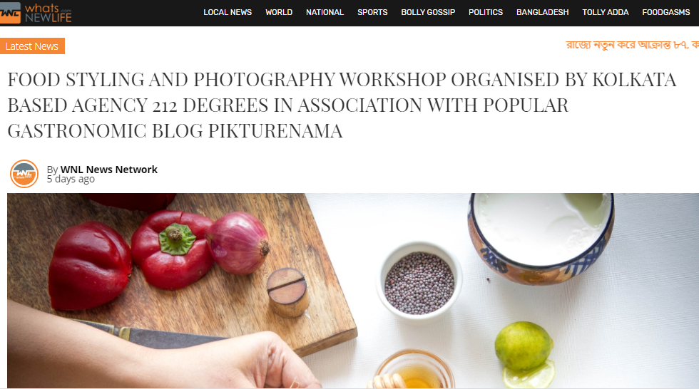 Food Styling and Photography workshop covered by Whatsnewlife