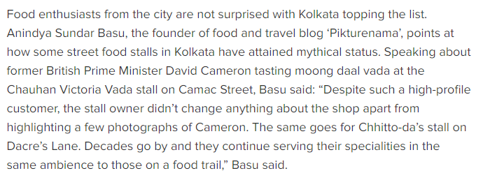Times of India - Kolkata street food