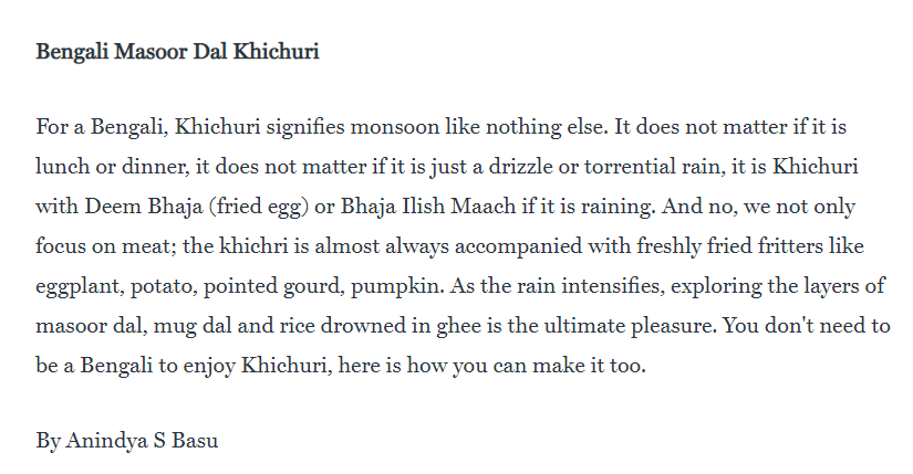 Anindya Sundar Basu shares his recipe of Khichuri for monsoon