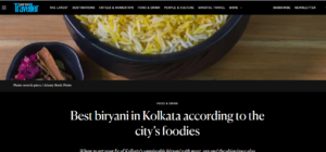 Kolkata Biryani in CondeNast Traveller