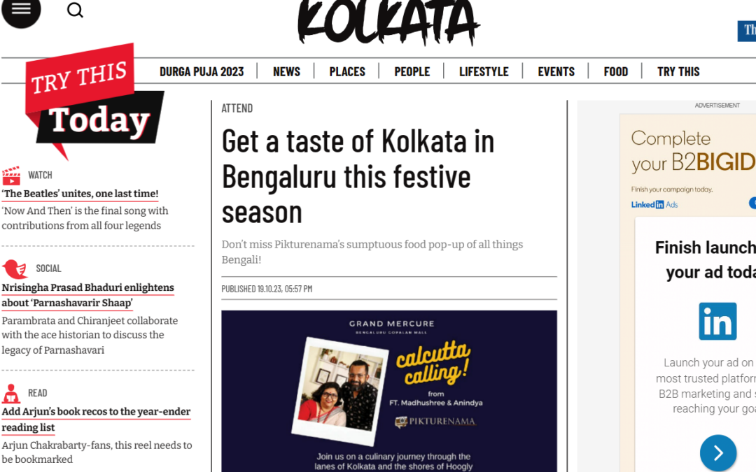 My Kolkata features how Pikturenama is ready to deliver the taste of Kolkata in Bengaluru this festive season